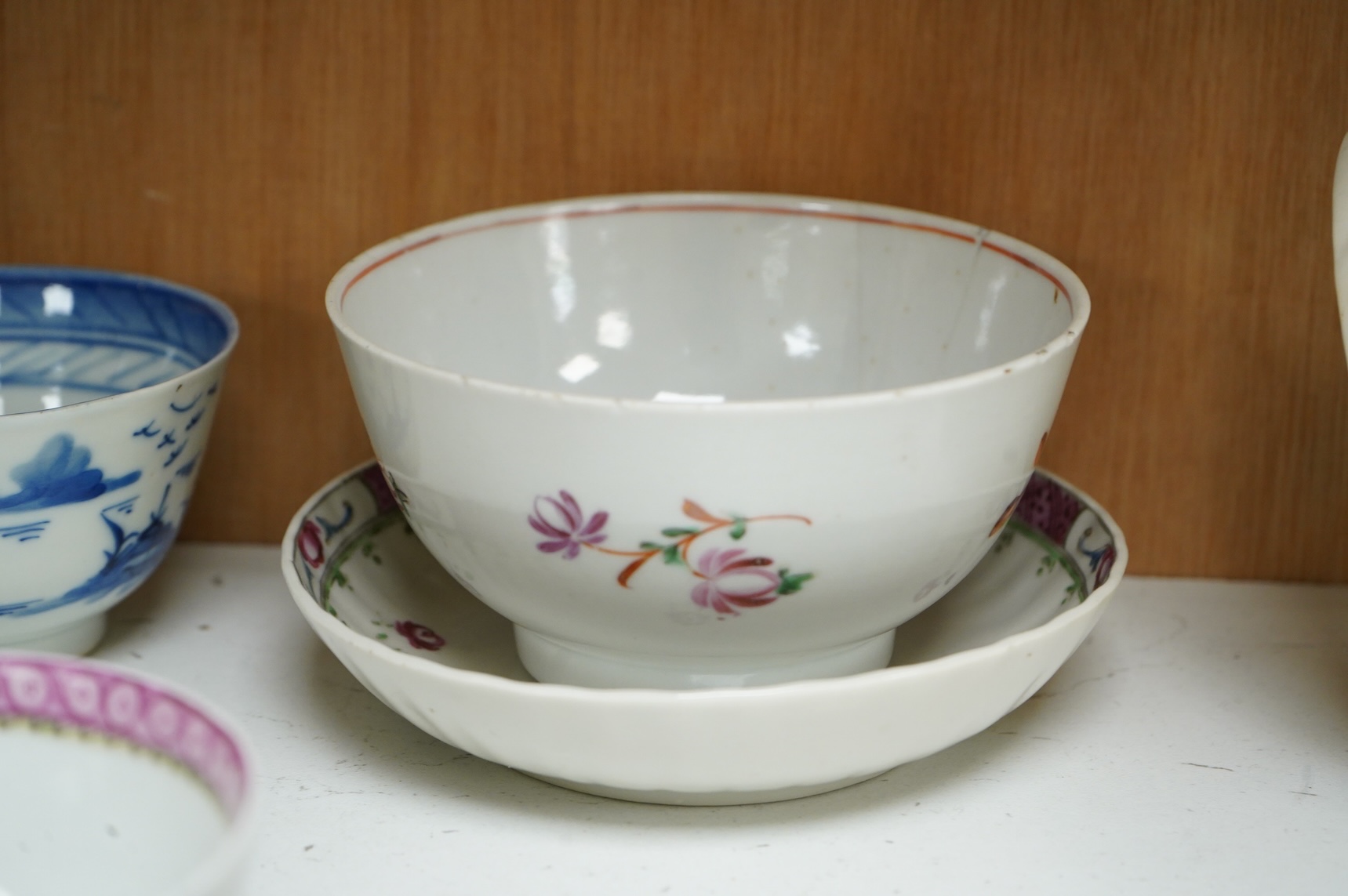 A collection of 18th century and later Chinese tea wares, a studio pottery jug & an R&L Parian bust of Handel, tallest 25cm